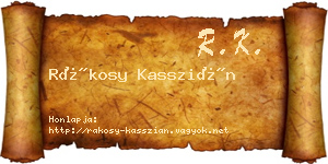 Rákosy Kasszián névjegykártya